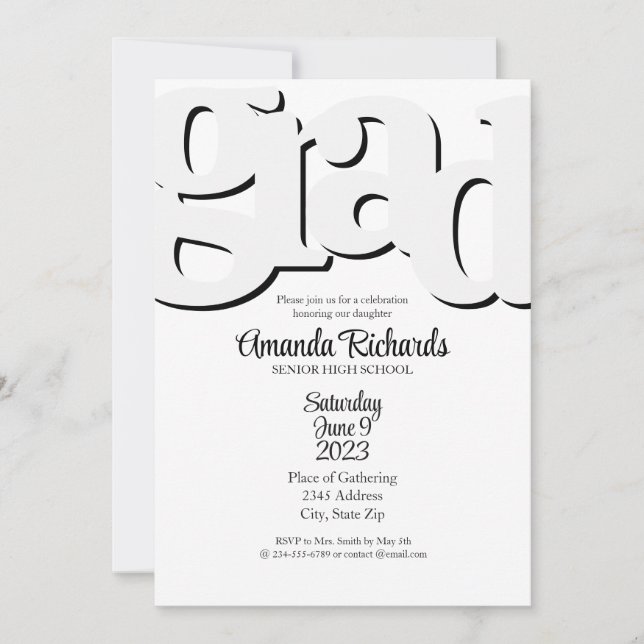 FUN BOLD Graduierungsparty Einladung (Vorderseite)