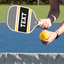 Fun Bold Gray Black Yellow White Racing Stripes Pickleball Schläger