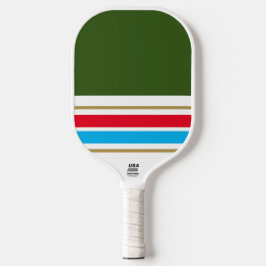 Fun Bold Green White Sky Blue Racing Streifen Pickleball Schläger