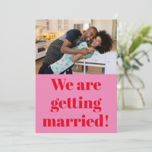 Fun Bold Moderne Rosa und Rotes Foto Hochzeit Save The Date