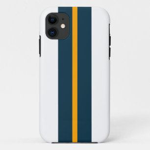 Fun Bold Ocean Blue Yellow Racing Streifen auf Wei Case-Mate iPhone Hülle