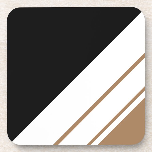 Fun Bold Sporty Black Brown White Racing Streifen Getränkeuntersetzer (Vorderseite)