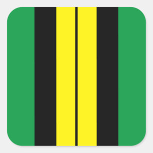 Fun Bold Vivid Yellow Black Green Racing Stripes Quadratischer Aufkleber