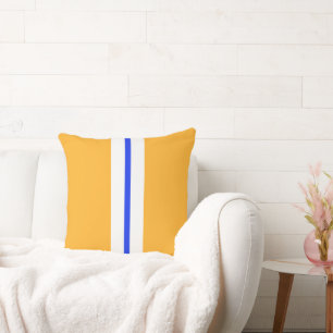 Fun Bold Yellow Bright Blue White Racing Streifen Kissen