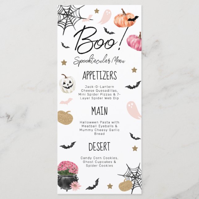 Fun Boo! Spooktacular Birthday Halloween Menu Menükarte (Vorderseite)