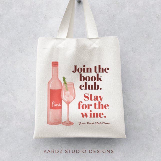 Fun Book Club Tote Bag Tragetasche (Personalize this fun tote bag with your name or your book club name and enjoy the wine with friends.)