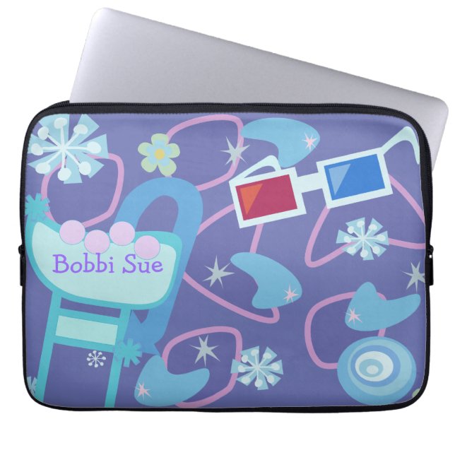 Fun Boomerangs 3-D Spektren 50 Retro Muster Laptopschutzhülle (Vorderseite)