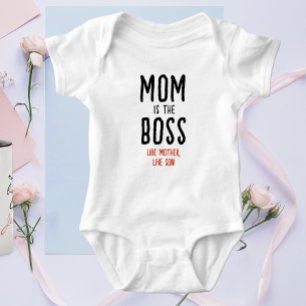 Fun Boss Mama Vater Sprichwort Moderner Schwarz-Ro Baby Strampler