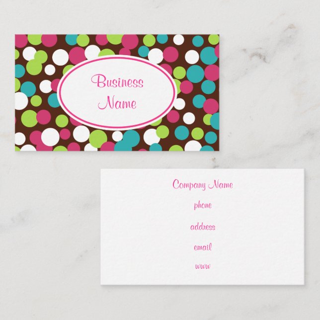 Fun Bouncing Dots Business Card Visitenkarte (Vorne/Hinten)