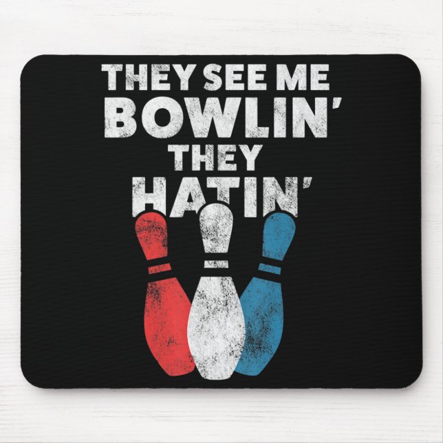 Fun Bowling Geschenk für Männer Frauen oder Vater Mousepad (Vorne)