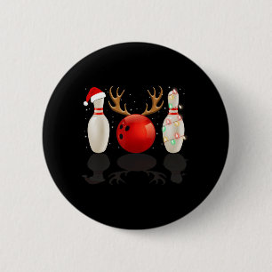 Fun Bowling Weihnachten Weihnachtsmannmütze Weihna Button