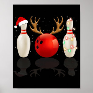 Fun Bowling Weihnachten Weihnachtsmannmütze Weihna Poster