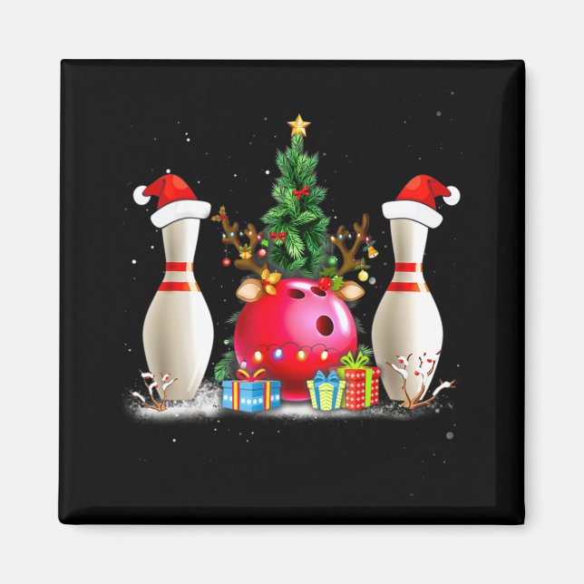 Fun Bowling Weihnachten Weihnachtsmannmütze Xmas B Magnet (Vorne)