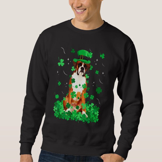 Fun Boxer Dog St Patrick S Day Irish Kleeblatt Sweatshirt (Vorderseite)