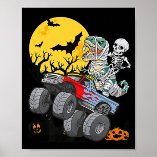 Fun Boys Halloween Monster Truck Pumpkin Mummy Din Poster