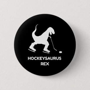 Fun Boys Ice Hockey T Rex Dinosaurier Button