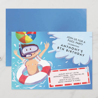 Fun Boys Pool Party Einladung