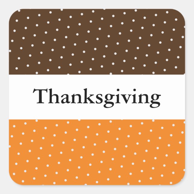 Fun Braun Orangefarbene weiße Punkte Streifen ERNT Quadratischer Aufkleber (Vorderseite)