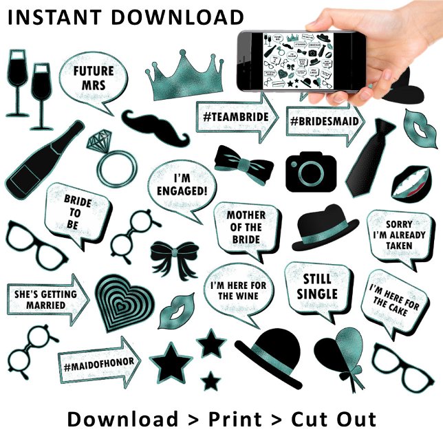 Fun Brautparty Foto Stand Aquamarin druckbare Prop Poster (This is intended for Digital Instant Download / Printable Purchase. Click the "Choose Your Format".)