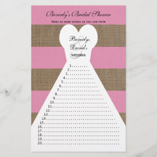 Fun Brautparty Word Games - Rosa Flyer