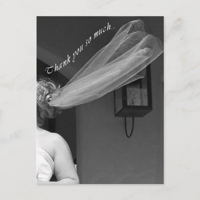 Fun Bridal Veil Wedding Danke Postcard Postkarte (Vorderseite)