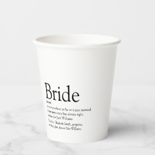 Fun Bride Definition Brautparty Modernes Pappbecher
