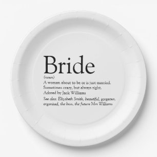 Fun Bride Definition Brautparty Modernes Pappteller