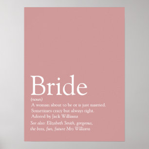 Fun Bride Definition Brautparty-Zeichen Poster