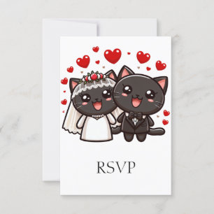 Fun Bride & Groom Wedding Cats Personalisierte UAW RSVP Karte