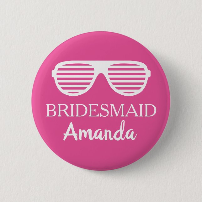 Fun Bridesmaid Name Abzeichen-Taste für Hochzeitsf Button (Vorderseite)