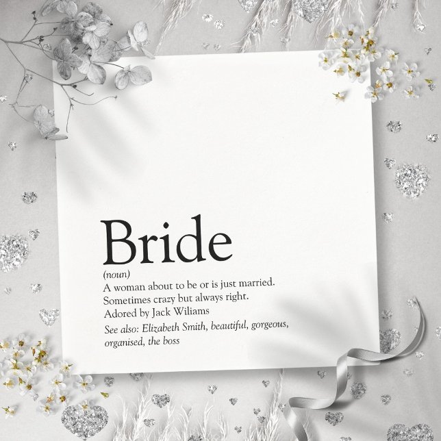 Fun Bridge Definition, Brautparty Modernes Serviette (Fun Bride Definition, Bridal Shower Modern Napkins)