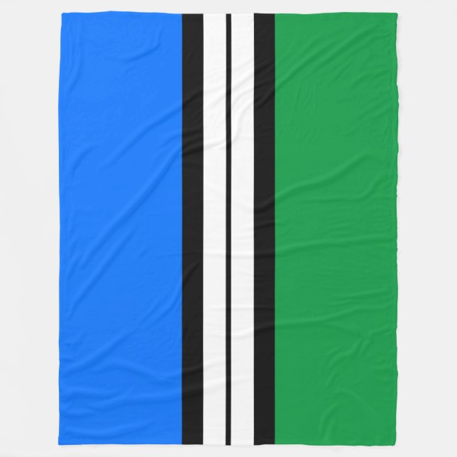Fun Bright Blue Green Schwarz-weiß Racing Streifen Fleecedecke (Vorderseite)