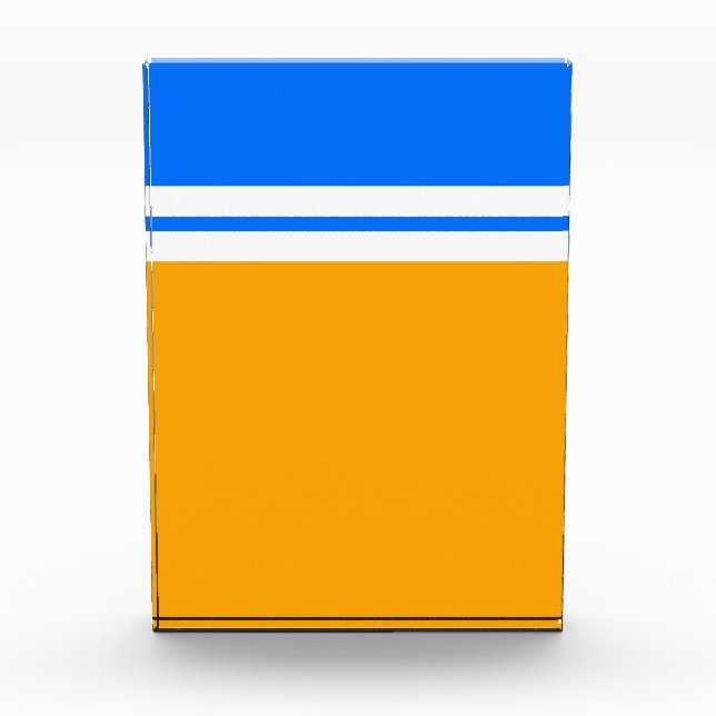 Fun Bright Blue White Yellor Orange Farbblock Fotoblock (Vorderseite)