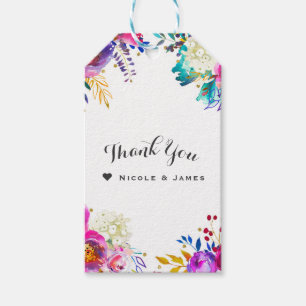 Fun Bright Bold Wassercolor Floral Color Splash Geschenkanhänger