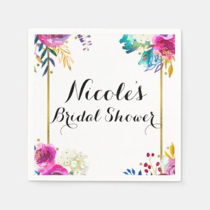 Fun Bright Bold Watercolor Floral Eleganter Stil Serviette