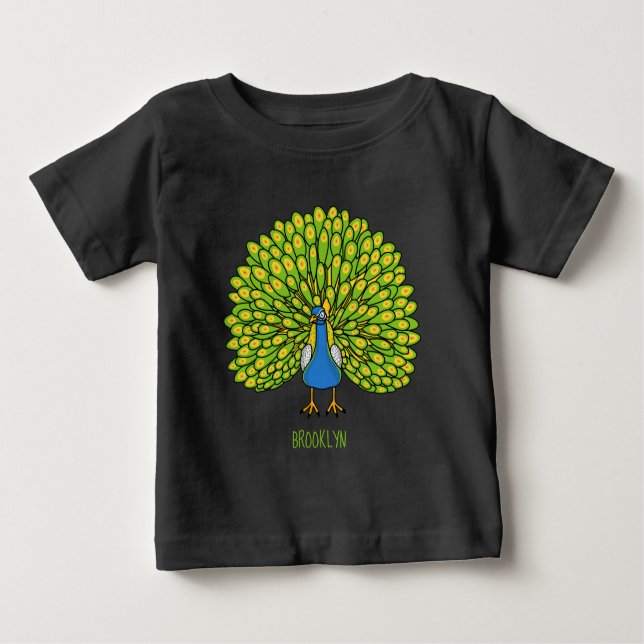 Fun bright bright peacock bird Illustration Baby T-shirt (Vorderseite)