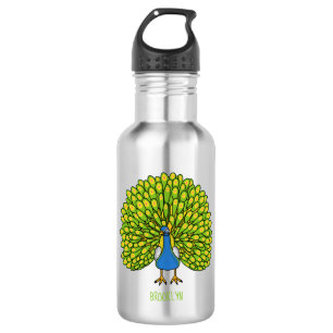 Fun bright bright peacock bird Illustration Edelstahlflasche