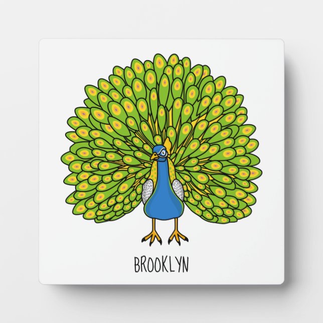 Fun bright bright peacock bird Illustration Fotoplatte (Vorderseite)
