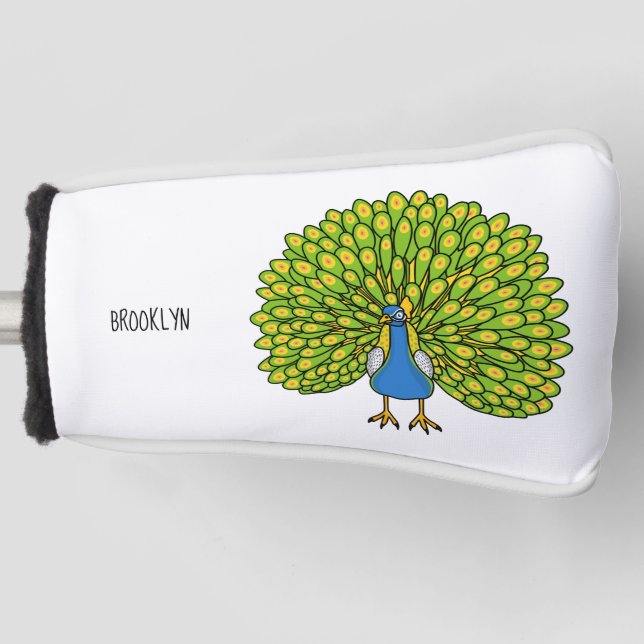 Fun bright bright peacock bird Illustration Golf Headcover (Vorderseite)