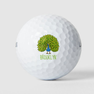 Fun bright bright peacock bird Illustration Golfball