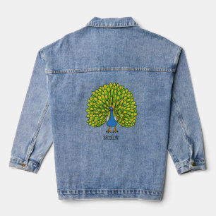 Fun bright bright peacock bird Illustration Jeansjacke