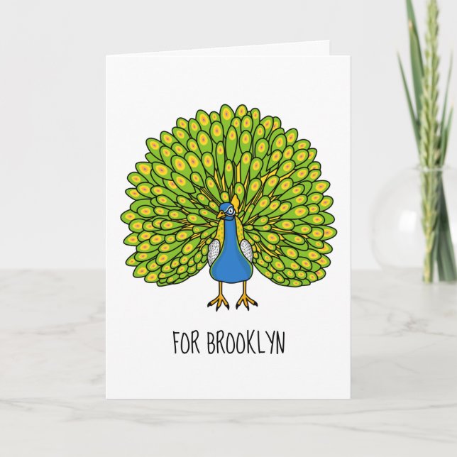 Fun bright bright peacock bird Illustration Karte (Vorderseite)