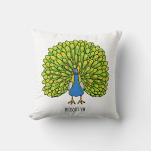 Fun bright bright peacock bird Illustration Kissen