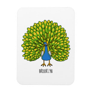 Fun bright bright peacock bird Illustration Magnet