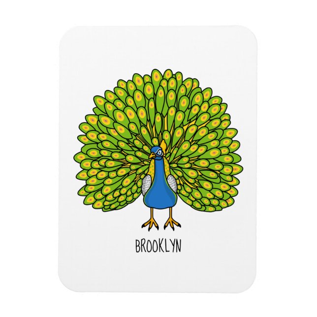 Fun bright bright peacock bird Illustration Magnet (Vertikal)