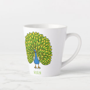 Fun bright bright peacock bird Illustration Milchtasse