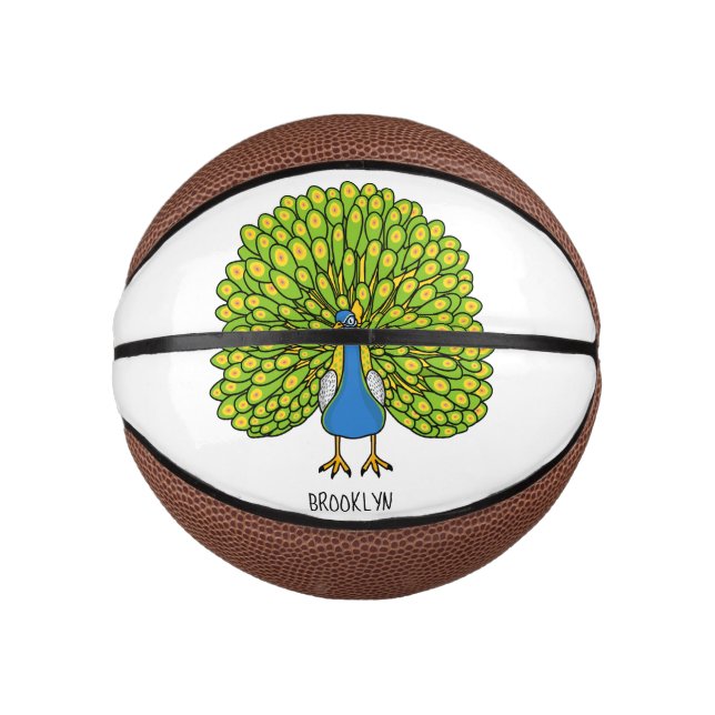Fun bright bright peacock bird Illustration Mini Basketball (Vorderseite)