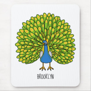 Fun bright bright peacock bird Illustration Mousepad