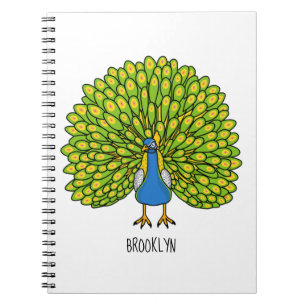 Fun bright bright peacock bird Illustration Notizblock