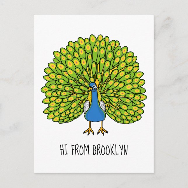 Fun bright bright peacock bird Illustration Postkarte (Vorderseite)